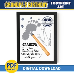 Arte de la huella del cumpleaños del abuelo / Construyendo recuerdos / Regalo de feliz cumpleaños para el abuelo / IMPRIMIBLE para el abuelo / Recuerdo del niño pequeño