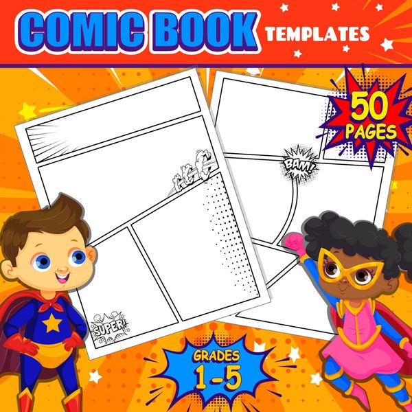 Blank Comic Book Pages for Kids | Comic Strip Templates | Draw your Own Storyboard | Includes Guide for Beginners | Printable DIY Comics