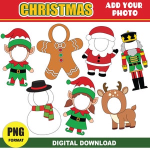 Christmas Add your Own Photo Picture BUNDLE | PNG Santa Elf Reindeer Snowman Nutcracker Add Photo Clipart | Class Decor Bulletin Board