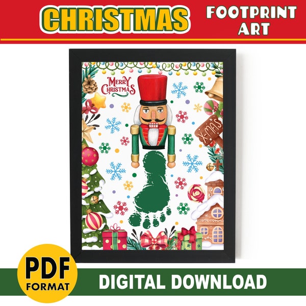 Christmas Footprint Art | Nutcracker Footprint Craft | Christmas PRINTABLE Activity for Kids| Baby Toddler Preschool keepsake