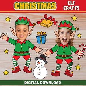 Christmas Craft for Kids | Elf YourSelf DIY Christmas Paper Craft |Add your Own Photo /Picture | Christmas Decor Elf Party | Elf Photo Craft