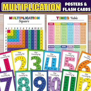 Einmaliges Einmaleins + Einmaliges Zahlen Poster + Einmaleins Karte |  Multiplikation Fakten | Zahlen und ihre Vielfachen | Regenbogenfarben