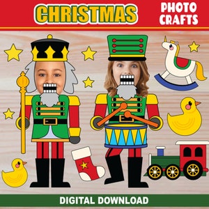 Artesanato de Natal para crianças | Artesanato de papel de Natal para construir um quebra-nozes | Adicione sua própria foto/imagem | Decoração de Natal | Foto artesanal de quebra-nozes