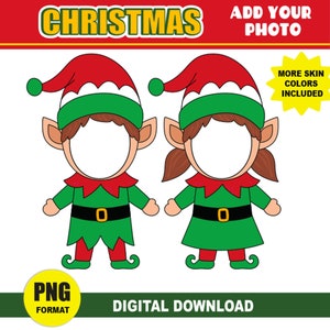 Christmas Add Your Own Photo Picture PNG Elves Boy Girl Add Photo