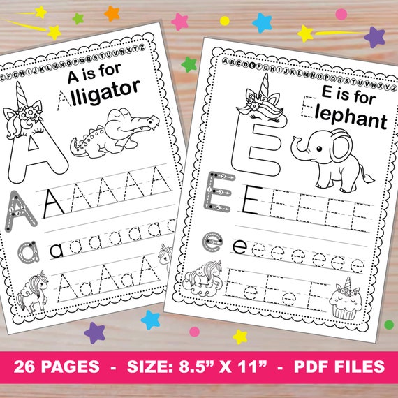 Unicorn Letter Tracing Book for Toddlers Graphic by DIGITAL