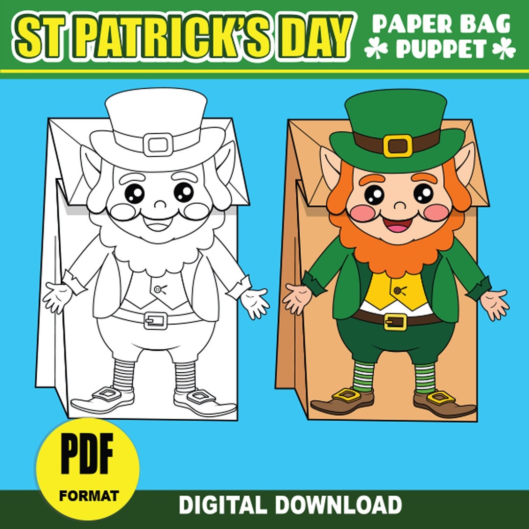 Leprechaun Paper Bag Puppet  St Patrick's Day Activity