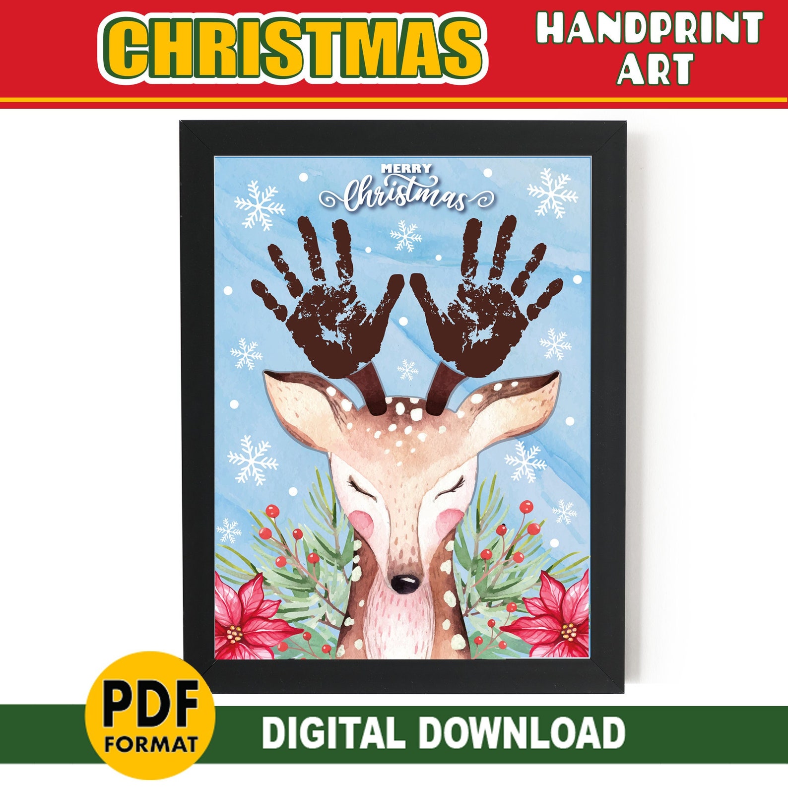 Rudolph Reindeer Handprint Art | Christmas Keepsake (digital Download ...