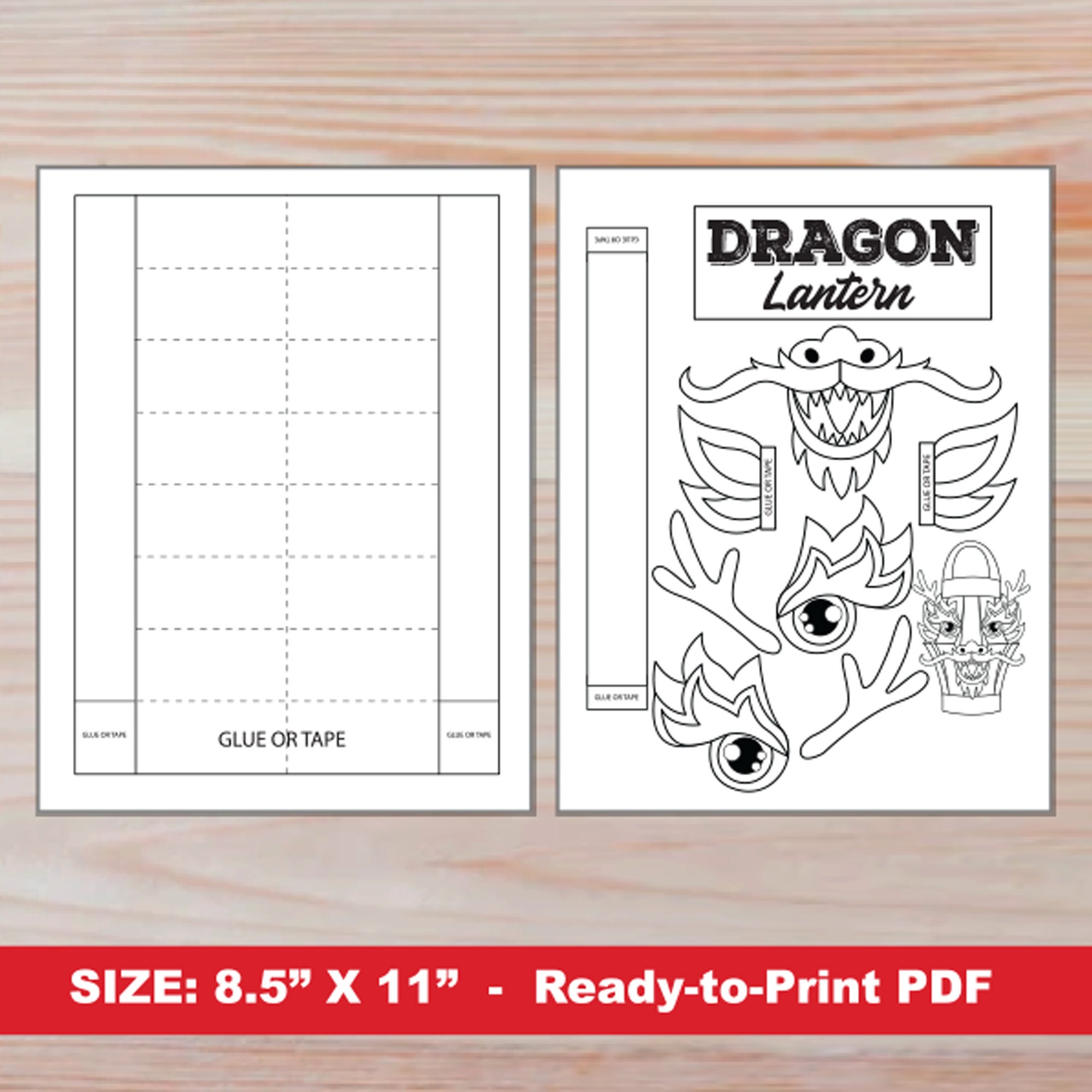 Dragon Paper Lantern Crafts Chinese New Year PRINTABLE Year of the Dragon Paper Lantern Crafts Chinese New Year PRINTABLE Year of the