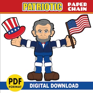 President&#39;s Day Abraham Lincoln Paper Chain Doll | Patriotic USA Paper Craft DIY for Kids| 4TH of July, Flag Day, Independence Day Activity
