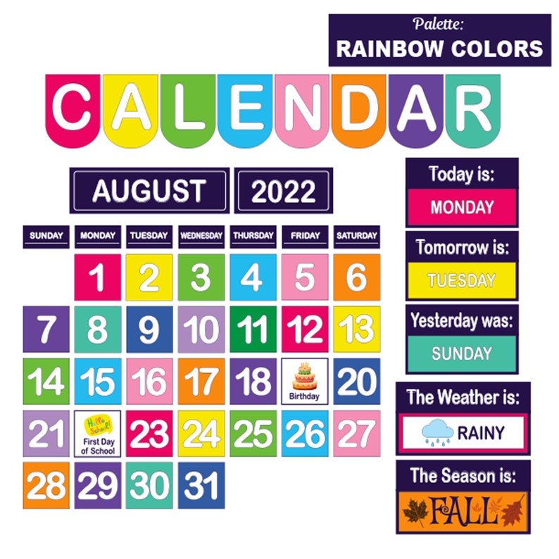 Classroom Calendar Display and Weather Set PRINTABLE Calendar Wall