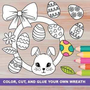 Easter Wreath Crafts Activity for Kids PRINTABLE Easter Egg Wreath Spring DIY Wreath for Kids image 2