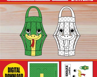 Snake Paper Lantern Crafts | Chinese New Year PRINTABLE Year of the Snake Lunar New Year Activity | DIY Chinese Paper Lantern Template