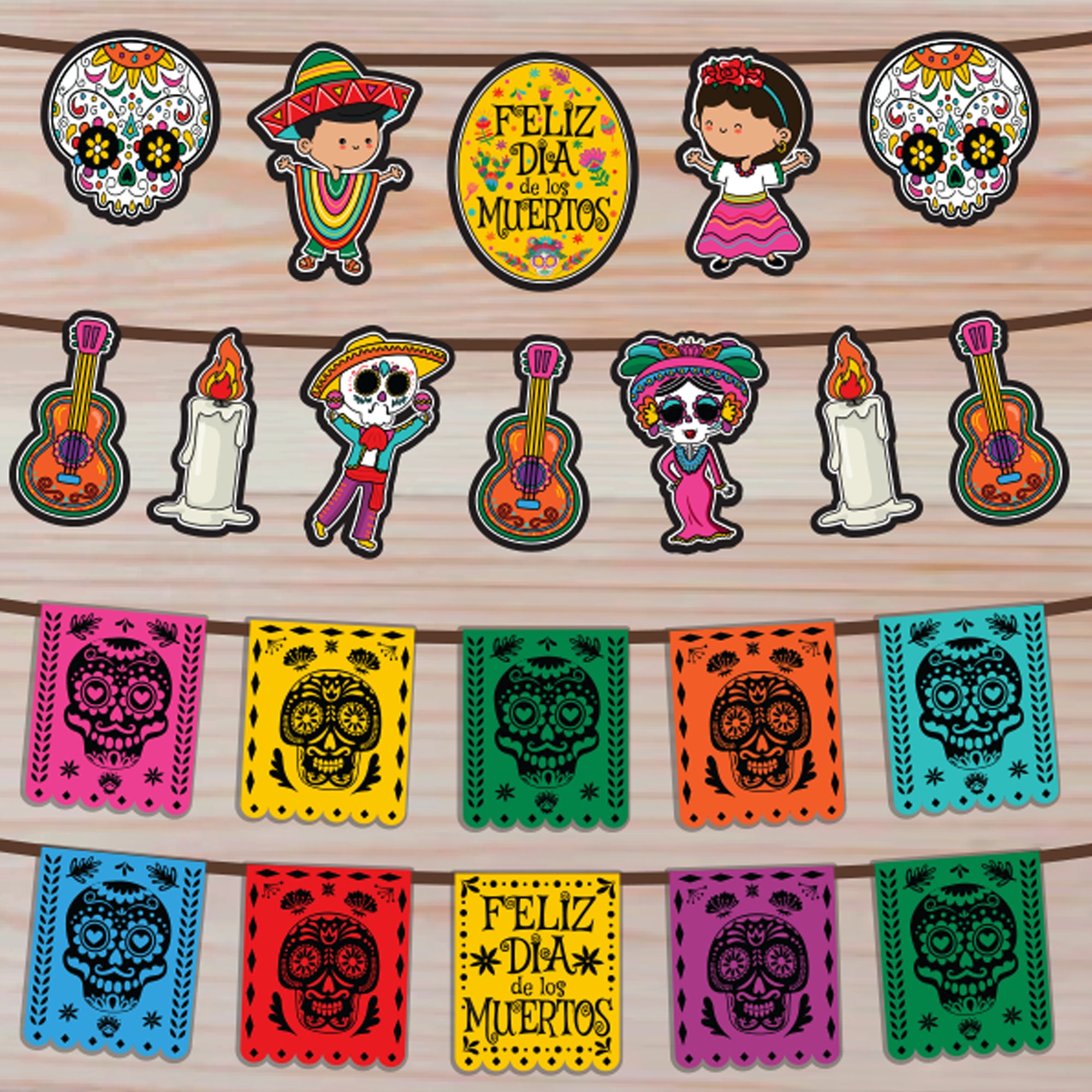Dia De Los Muertos PRINTABLE Banner Day of the Dead Garland Pennant