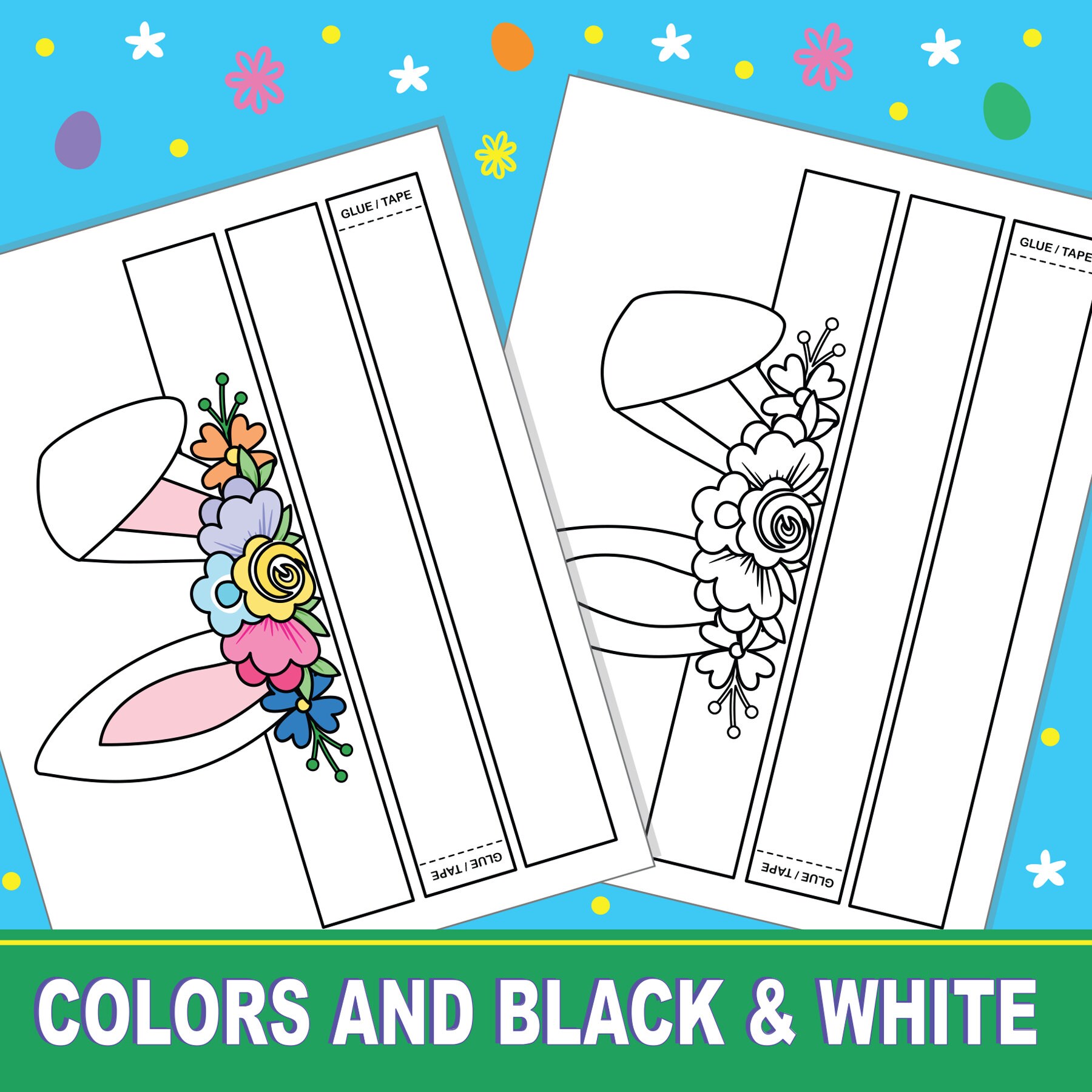 Printable Bunny Ears Paper Crown | Easter Craft, Kids Party Favors ...