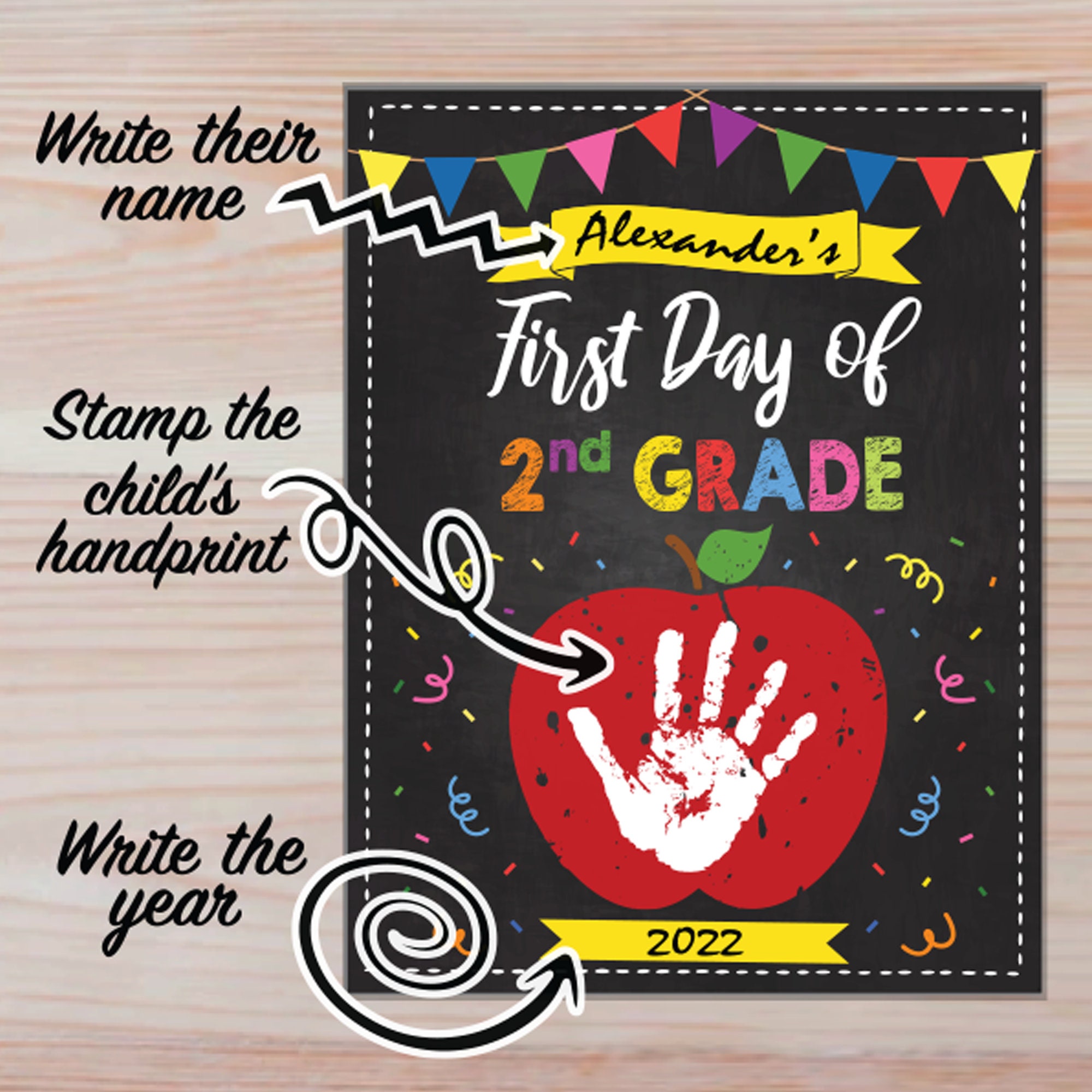 First Day 2nd Grade Handprint Art | Keepsake Gift (digital Download) - Etsy