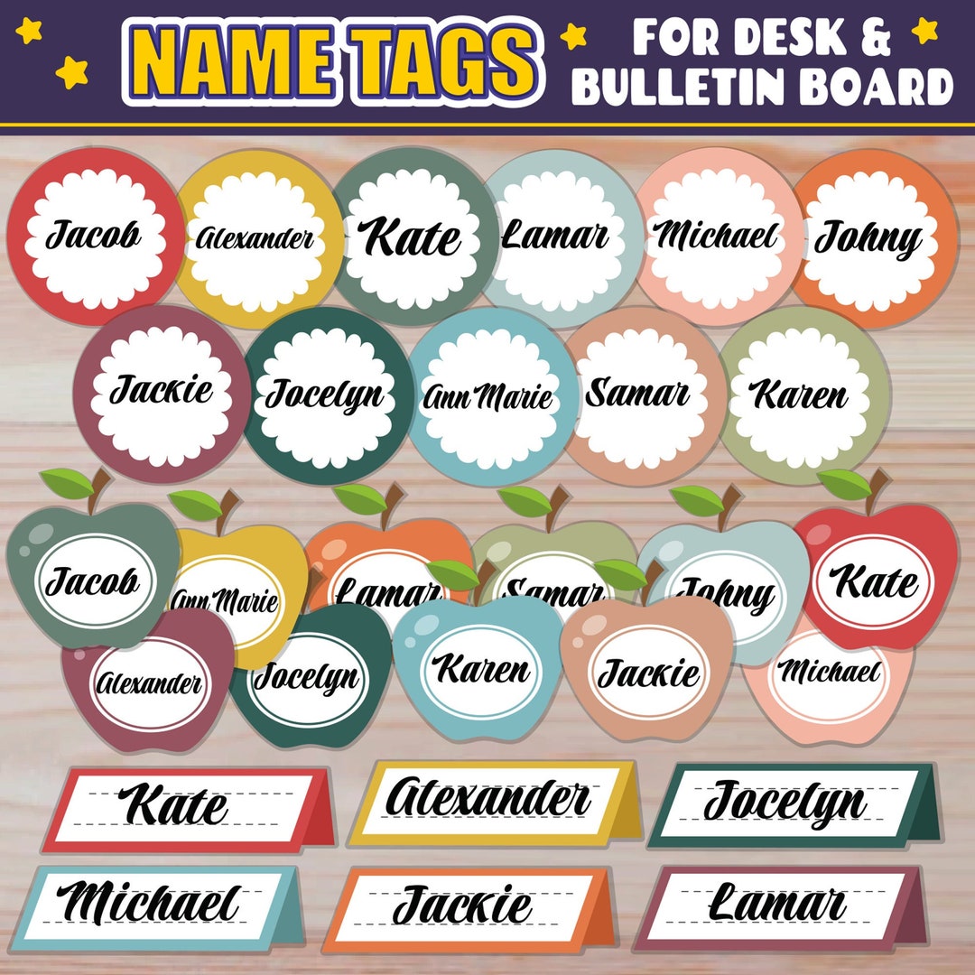 Classroom Name Tags for Bulletin Board, Door Display & Desk Name Tags  EDITABLE Version Included Digital Download BOHO BRIGHTS 