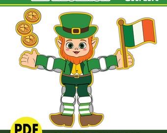 St Patrick's Day Leprechaun Paper Chain Doll | Leprechaun Paper Craft DIY for Kids| Class or Door Decor Bulletin Board