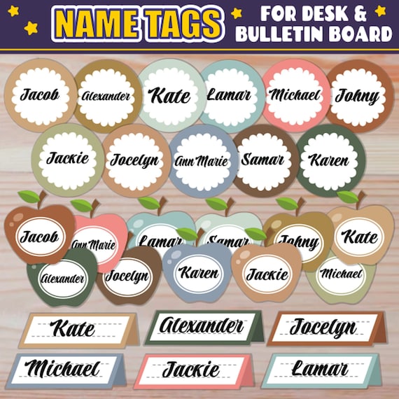 Classroom Name Tags | For Bulletin Board, Door Display & Desk Name Tags | EDITABLE Version Included | Digital Download | EARTHY Colors
