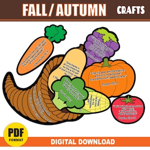 Thanksgiving Bible Craft | Cornucopia Christian Activity with Gratitude Scripture Verses for Sunday School | Harvest of Thanks