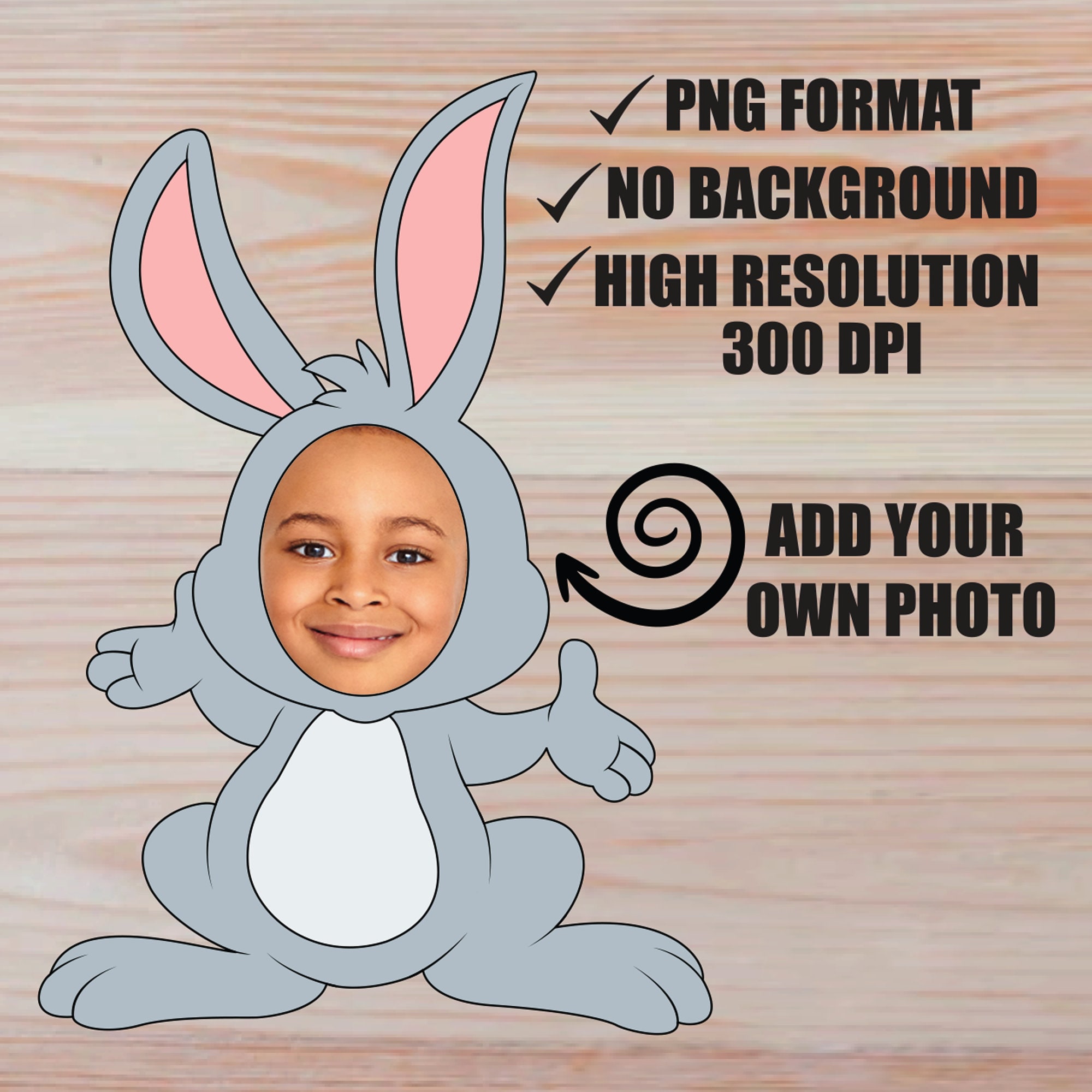 Easter Bunny Faceless Add Your Own Photo Picture | PNG Easter Bunny Boy ...