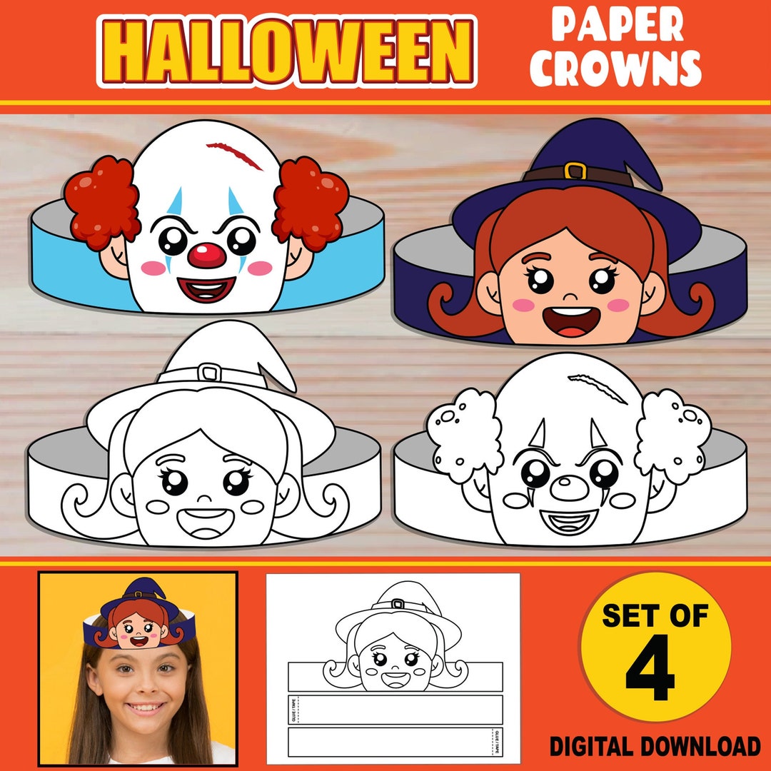 Halloween Paper Crowns for Kids | PRINTABLE Hat Headbands | Craft ...