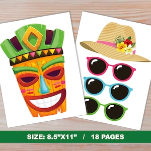 Luau Photo Booth Props | PRINTABLE Hawaiian Tropical Tiki Party Props ...