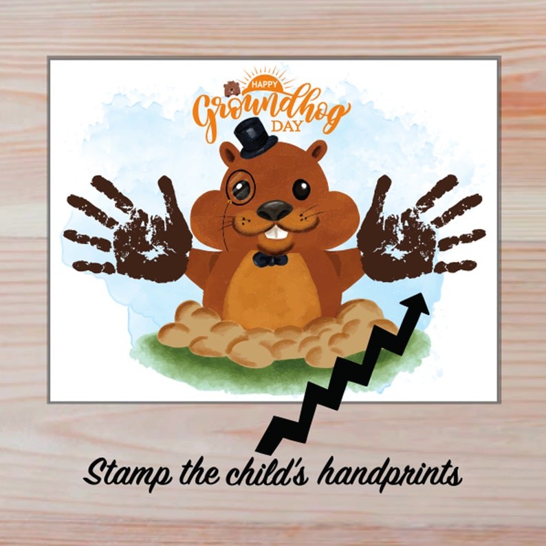 Groundhog Day Handprint Art PRINTABLE Handprint Craft Groundhog