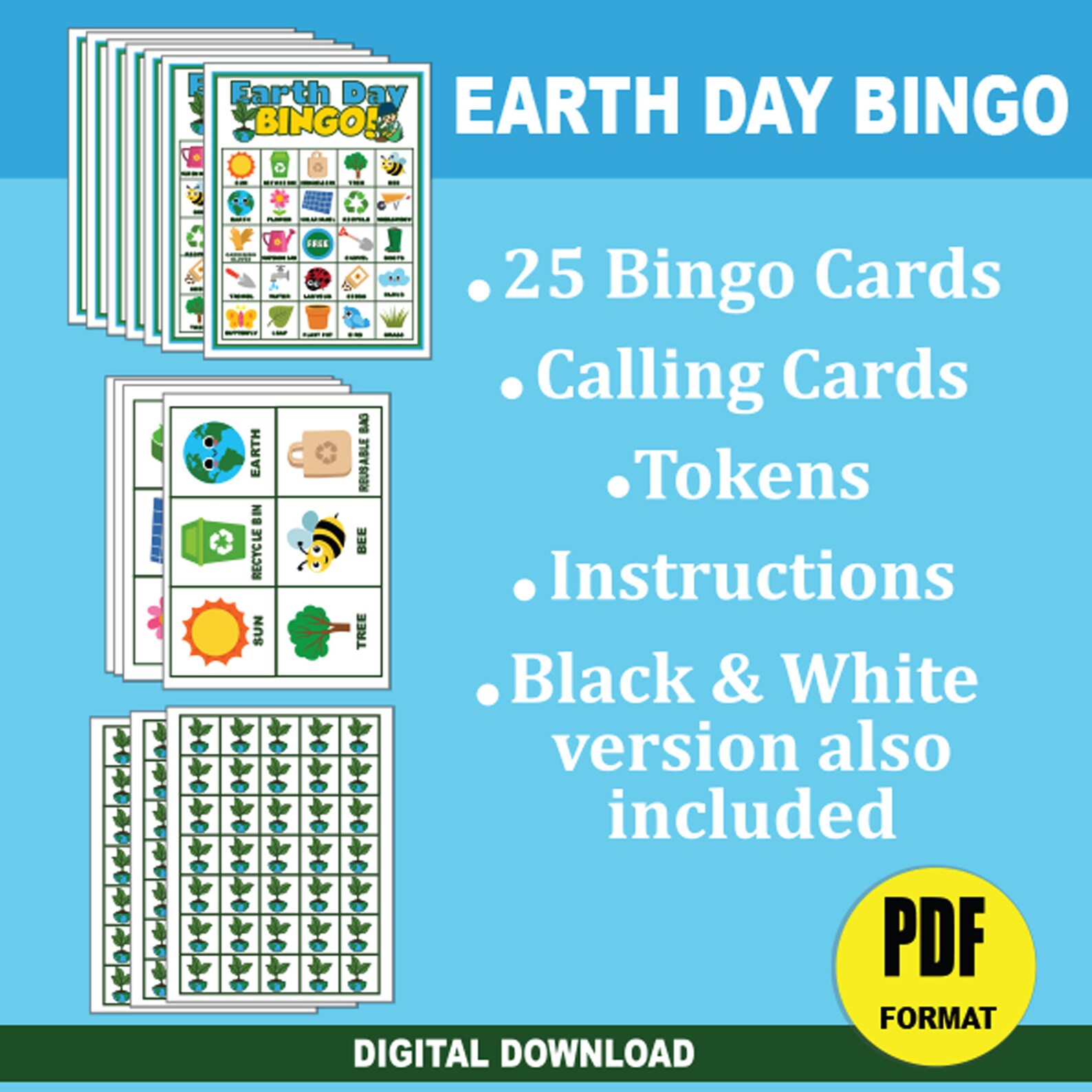 Earth Day Printable Bingo Game | Classroom Bingo Activity for Classroom ...