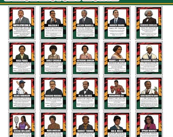 Pósteres biográficos de líderes del Mes de la Historia Afroamericana / 20 figuras históricas influyentes / Para tablones de anuncios y decoración de aulas