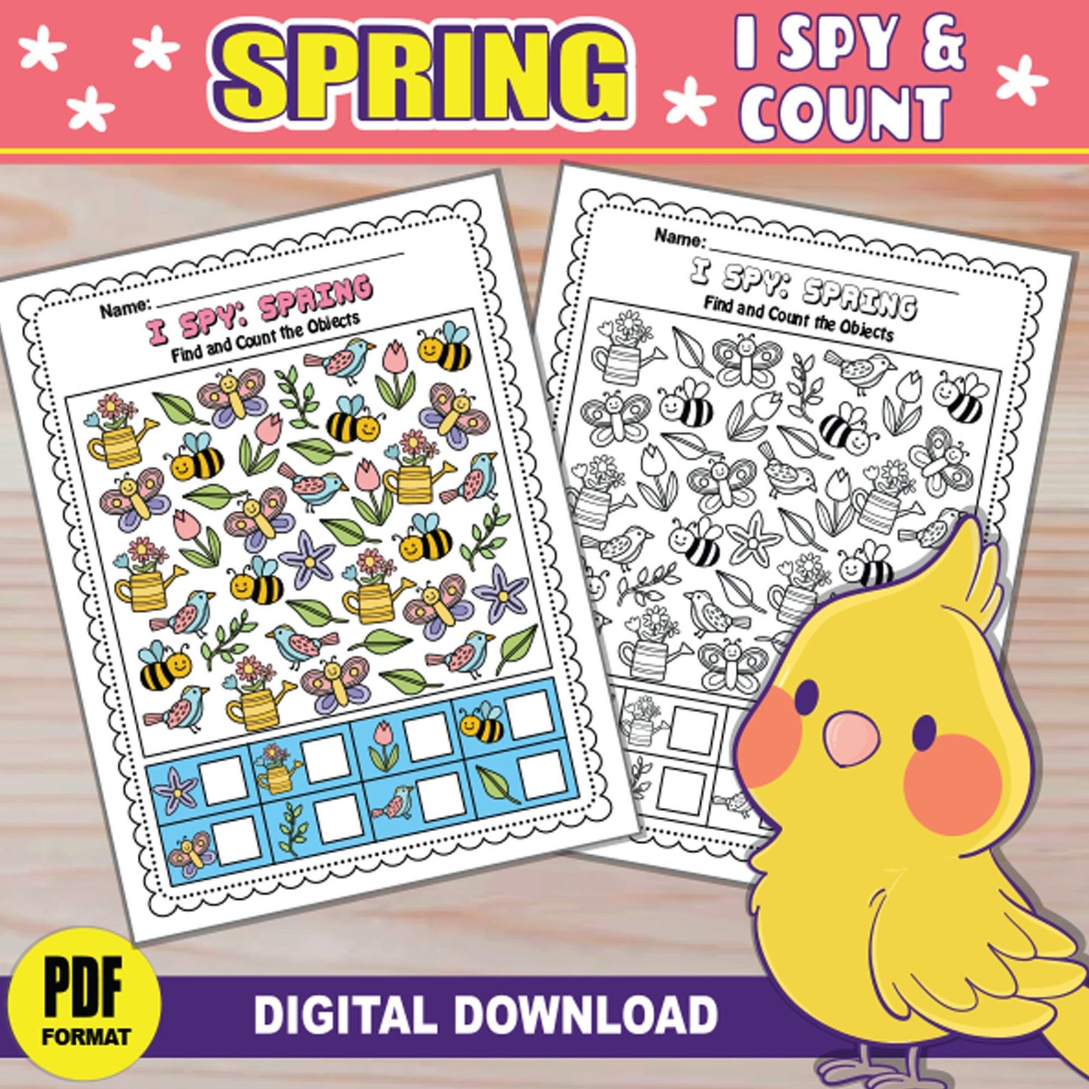 Spring I Spy Game | Kids Printable Activity Sheet (digital Download) - Etsy