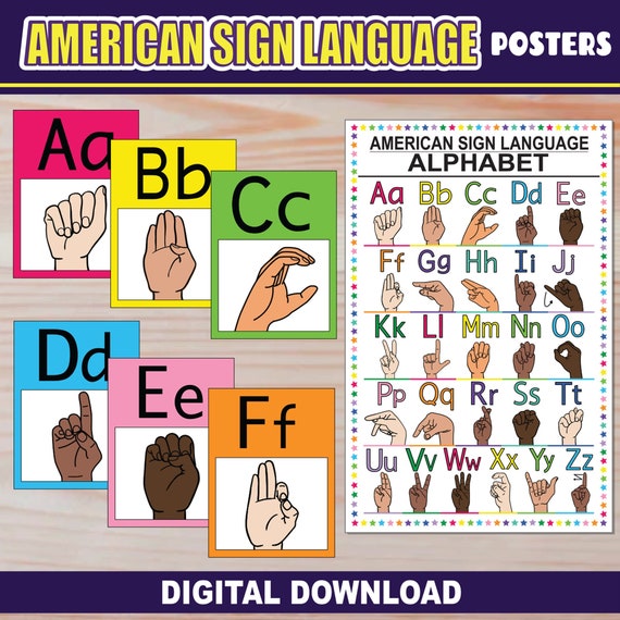 ASL Alphabet Posters American Sign Language Display - Etsy