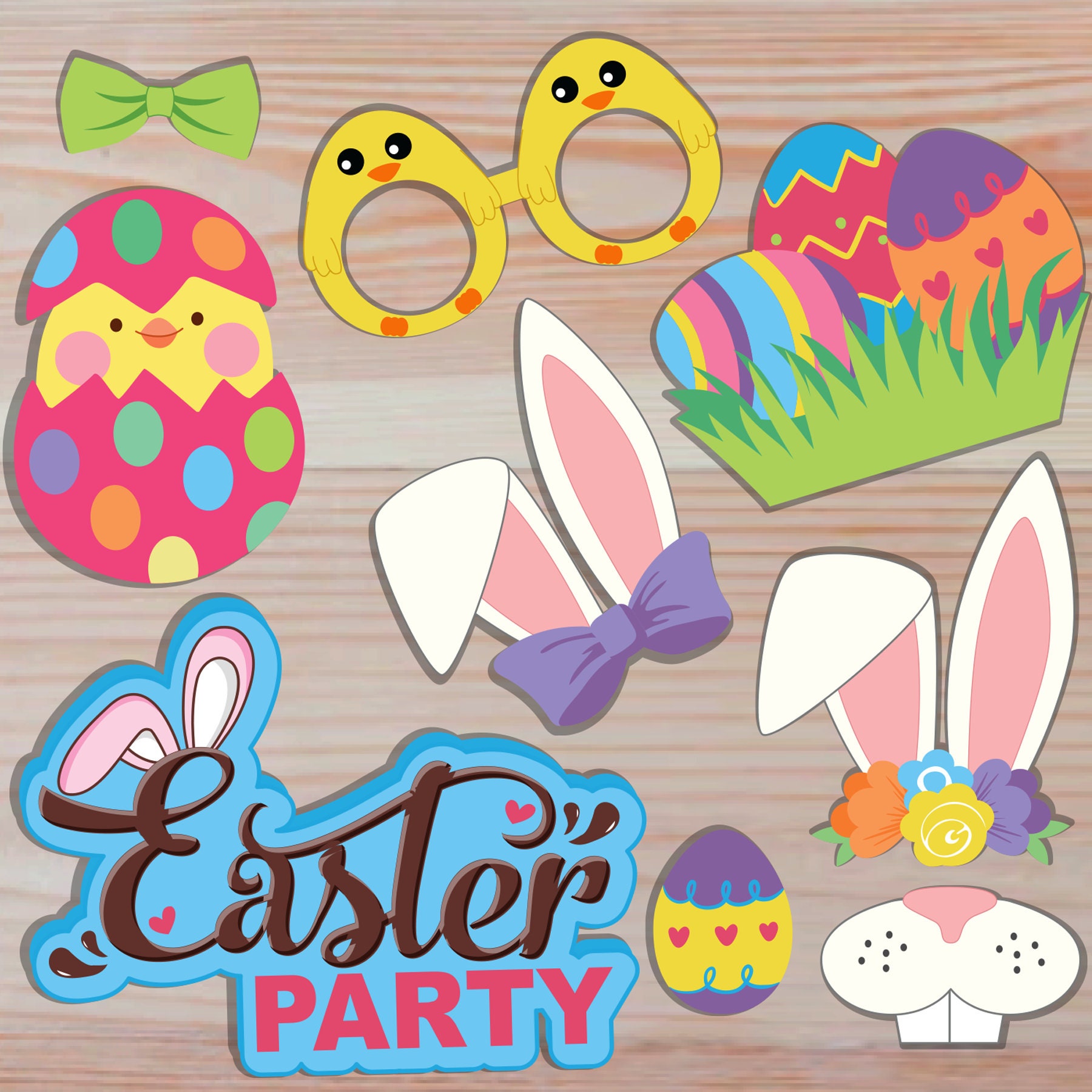 Easter Photo Booth PRINTABLE Props Photobooth Kit 22 Items - Etsy