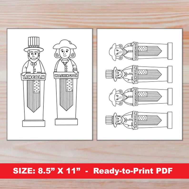 President's Day PRINTABLE Bookmarks for Kids President's Day Activities and Crafts Coloring