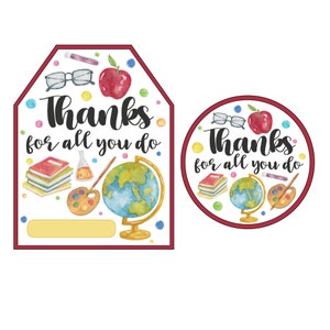 Teacher Appreciation Gift Tags | Thanks for All You Do Gift Tag Cards ...