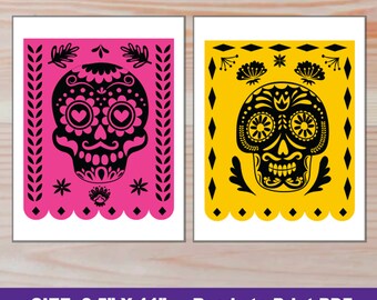 Bannière 'Dia De Los Muertos' HOWAF - 16 Fanions Triangulaux, Motifs Crâne Mexicain, Pour Halloween, Fiesta, Cinco De Mayo