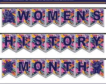 Women's History Month PRINTABLE Banner | Garland Pennant For Bulletin Board Class Decorations or Door Display