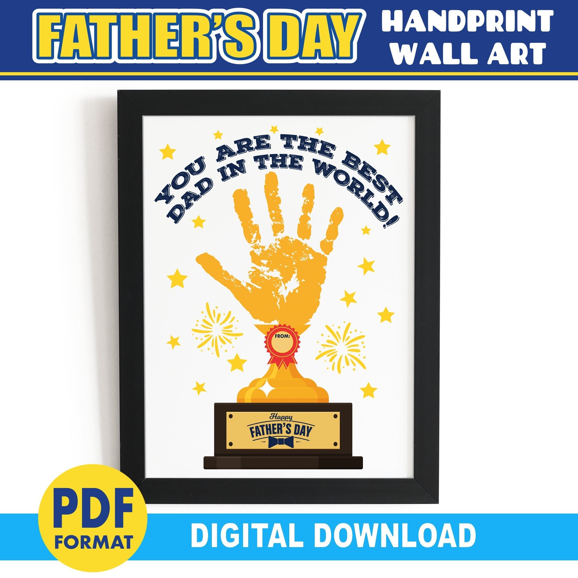 Father's Day Handprint Art | Best Dad Trophy | Gift for Daddy From Kids ...