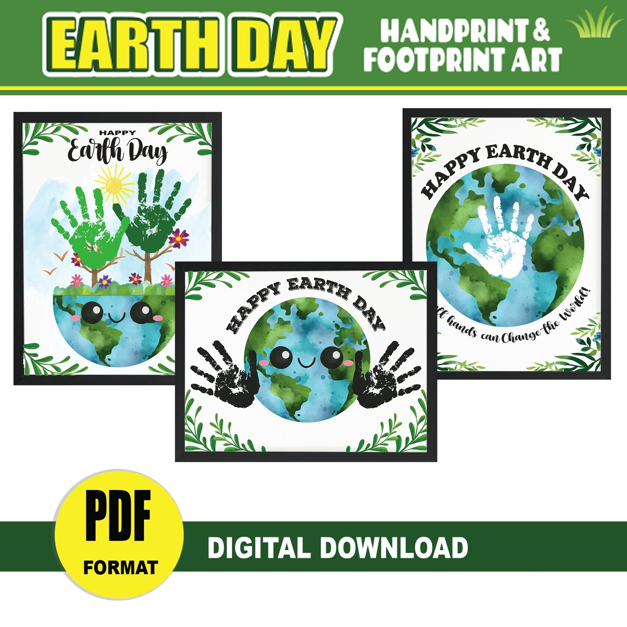 Earth Day Handprint Art Craft BUNDLE | PRINTABLE Earth Day Activity ...