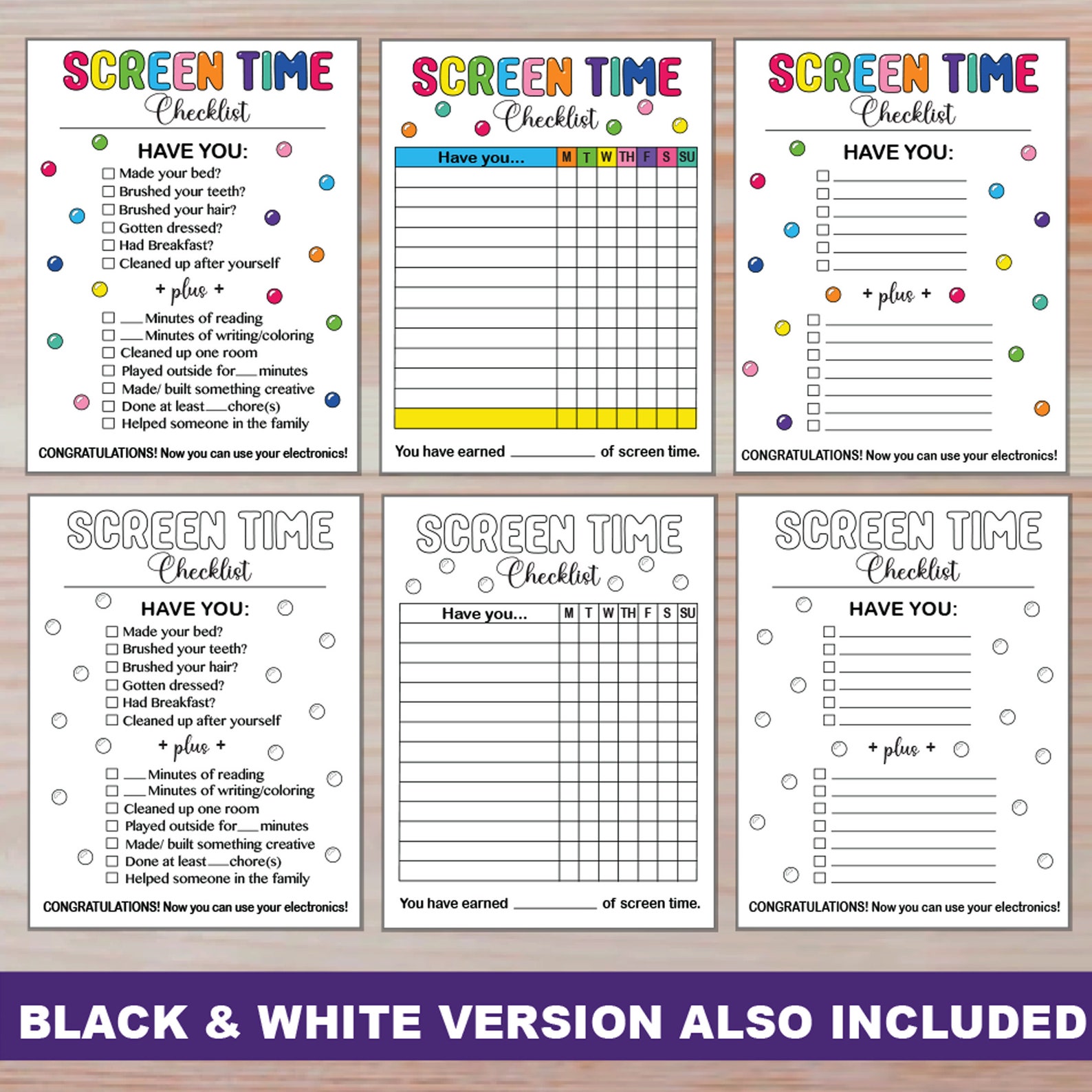 Printable Screen Time Checklist | Screen Time Rules Chore Chart ...