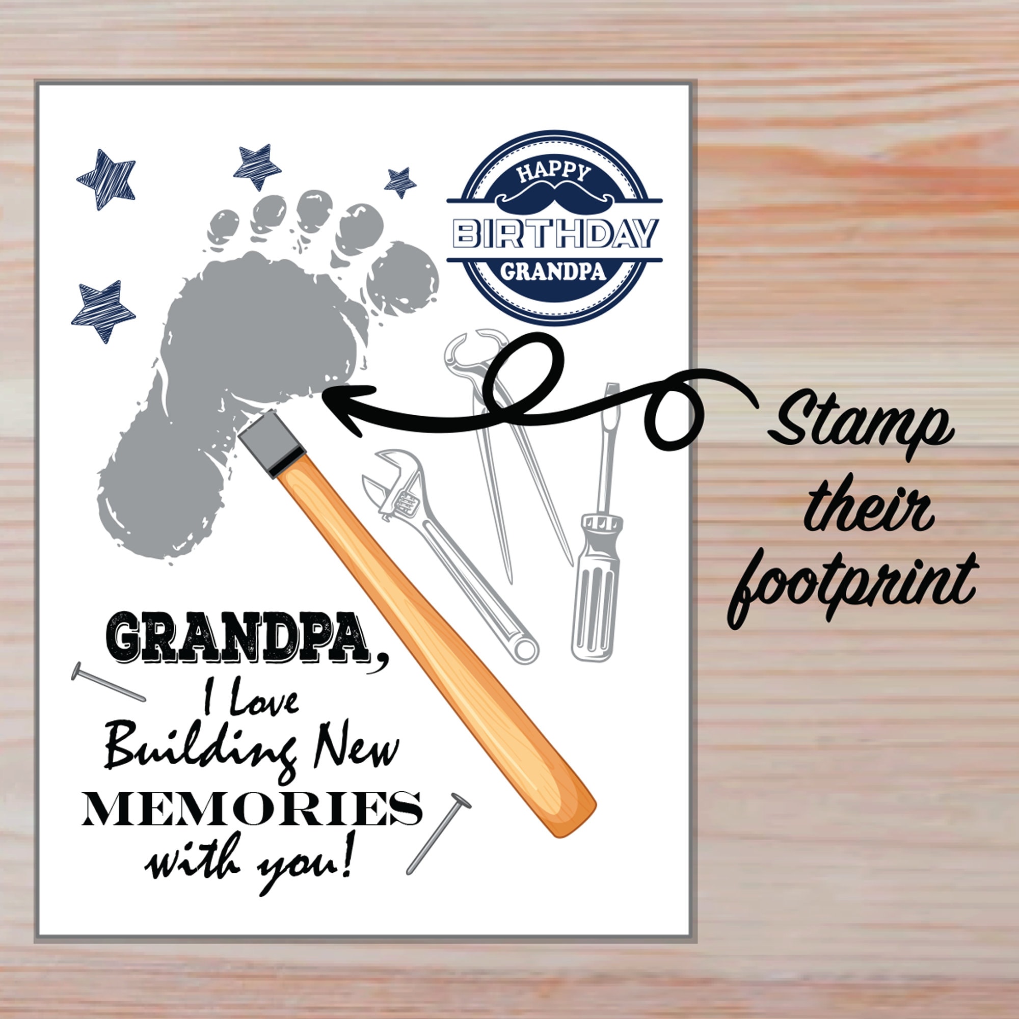 Grandpa's Birthday Footprint Art Building Memories Happy Birthday Gift for Grandad PRINTABLE for