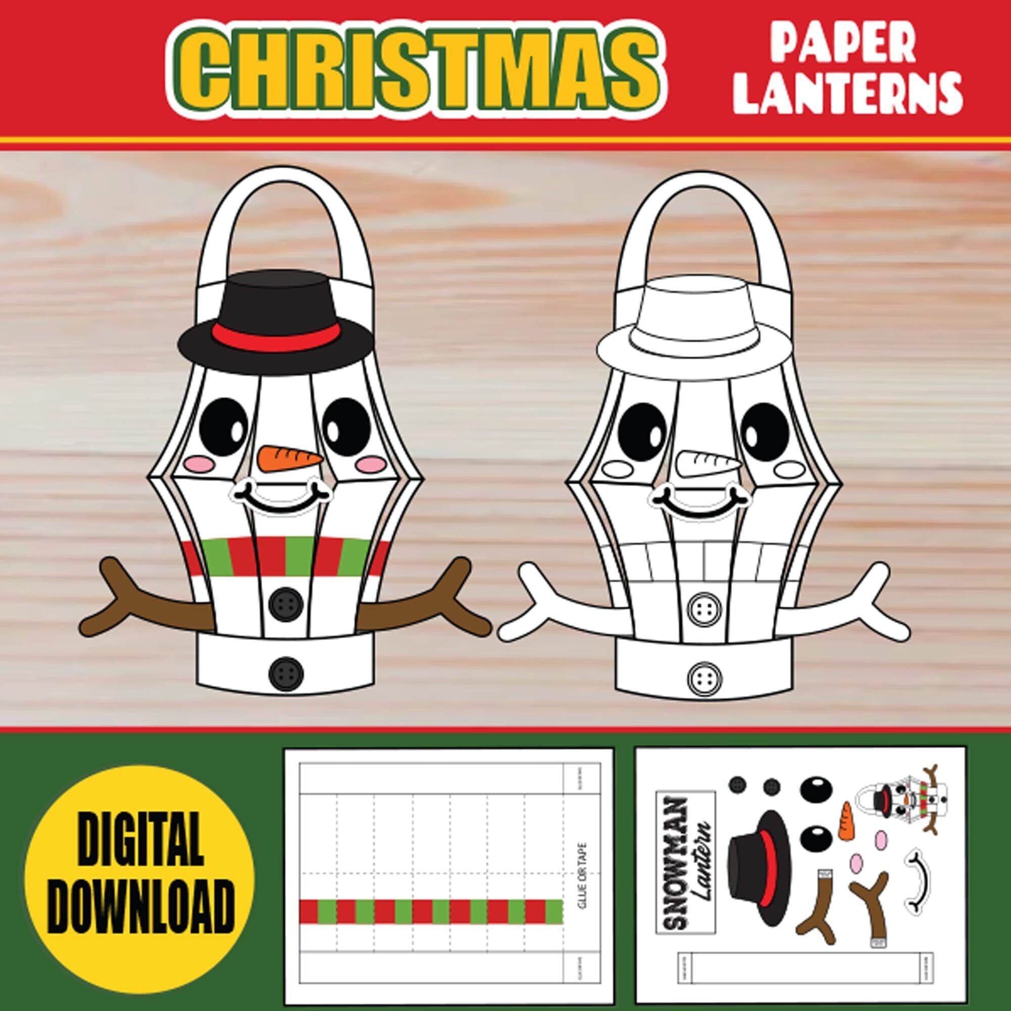 42 Discover Joy with These Easy and Fun Christmas Crafts for Kids! 4 Snowman Paper Lantern Crafts Christmas Crafts PRINTABLE Activity DIY…