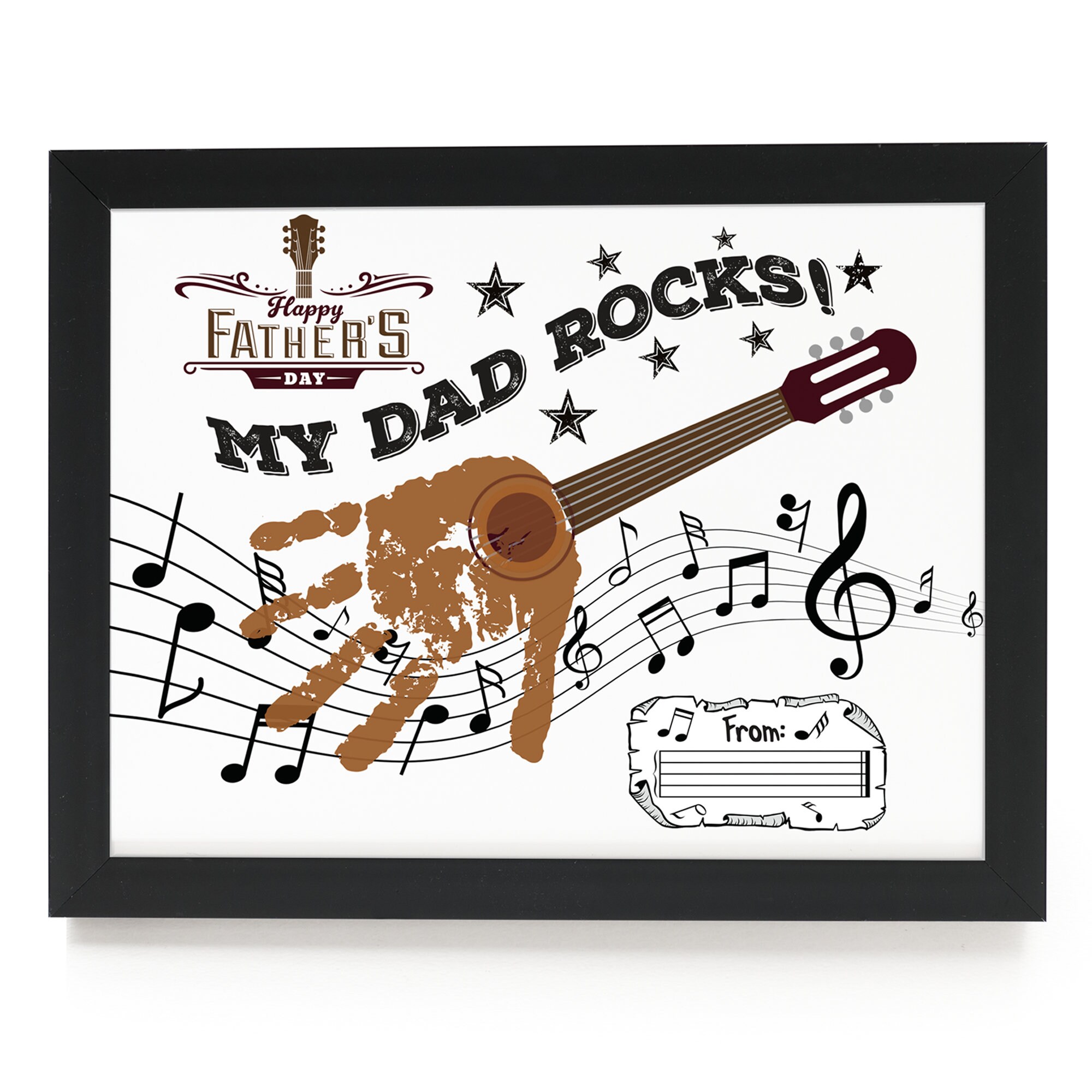 Father's Day Handprint Art Acoustic Guitar Handprint | Etsy