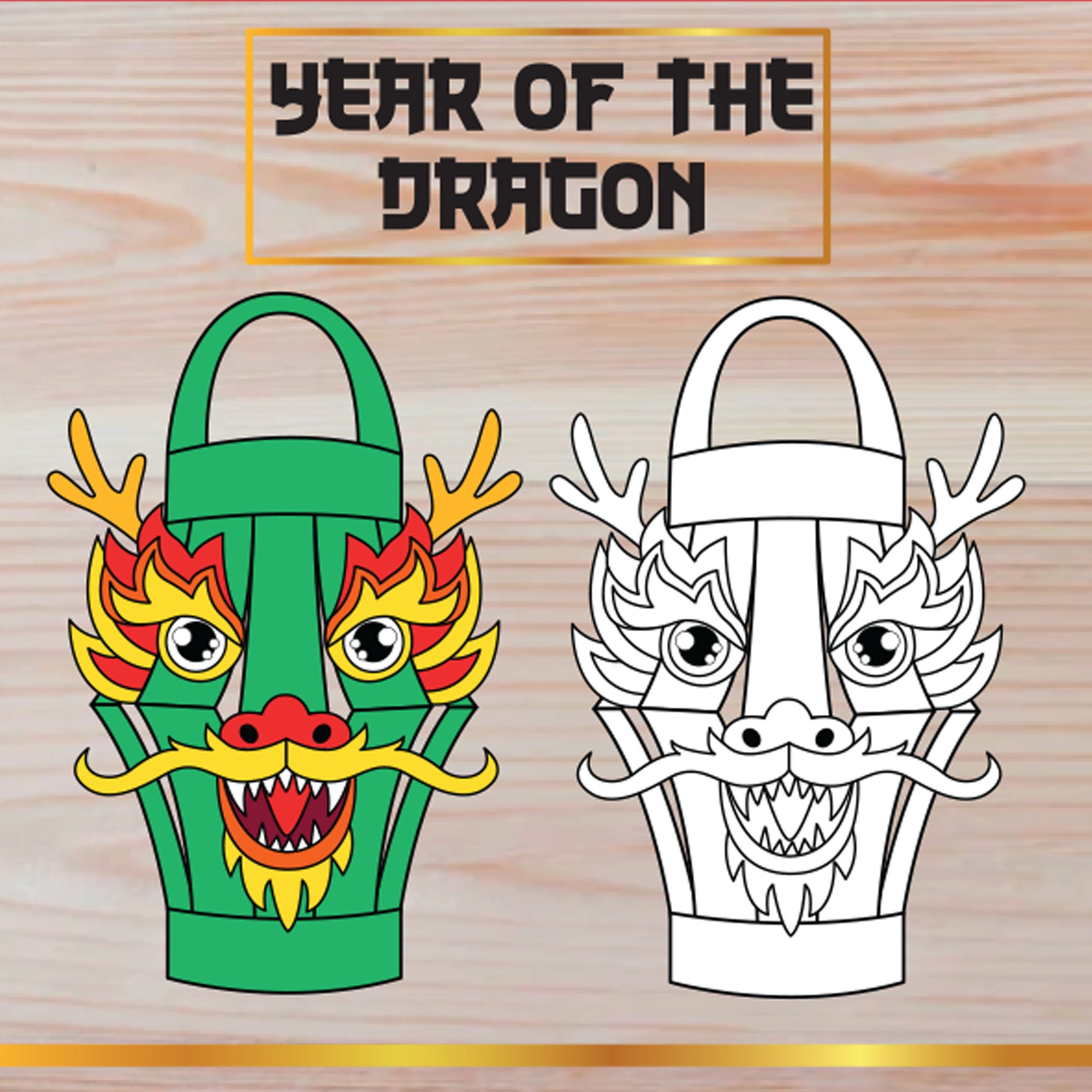 Dragon Paper Lantern Crafts Chinese New Year PRINTABLE Year of the