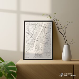Carte de New York à personnaliser, Affiche minimaliste, Plan ville très détaillé sur fond blanc à imprimer - Fichier numérique -