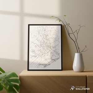 Mapa de Montpellier para personalizar, Póster minimalista, Plano de la ciudad muy detallado sobre fondo blanco para imprimir - Archivo digital -