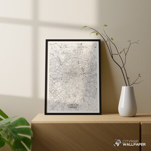Carte de Londres à personnaliser, Affiche minimaliste, Plan ville très détaillé sur fond blanc à imprimer - Fichier numérique -