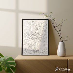 Mapa de Estrasburgo para personalizar, Póster minimalista, Plano de la ciudad muy detallado sobre fondo blanco para imprimir - Archivo digital -