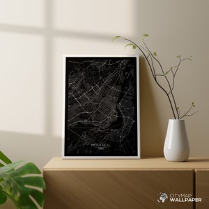 Carte de Montreal à personnaliser, Affiche minimaliste, Plan ville très détaillé sur fond noir à imprimer - Fichier numérique -