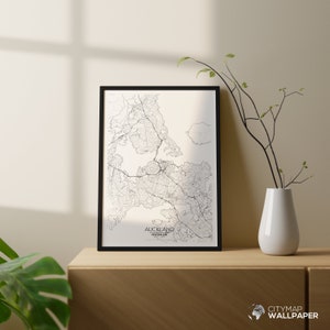 Mapa de Auckland para personalizar, Póster minimalista, Plano de la ciudad muy detallado sobre fondo blanco para imprimir - Archivo digital -