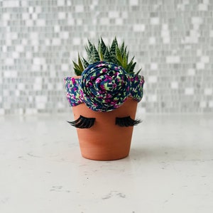 ROSIE the face pot planter, pot head with head wrap and eyelashes, plant gift, unique funny cute custom handmade pot for plant party favor